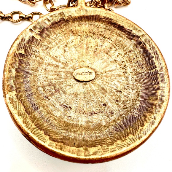 14-18" Chico's Blue Rhinestone Pendant Bullseye Western Chain Necklace - Picture 5 of 7